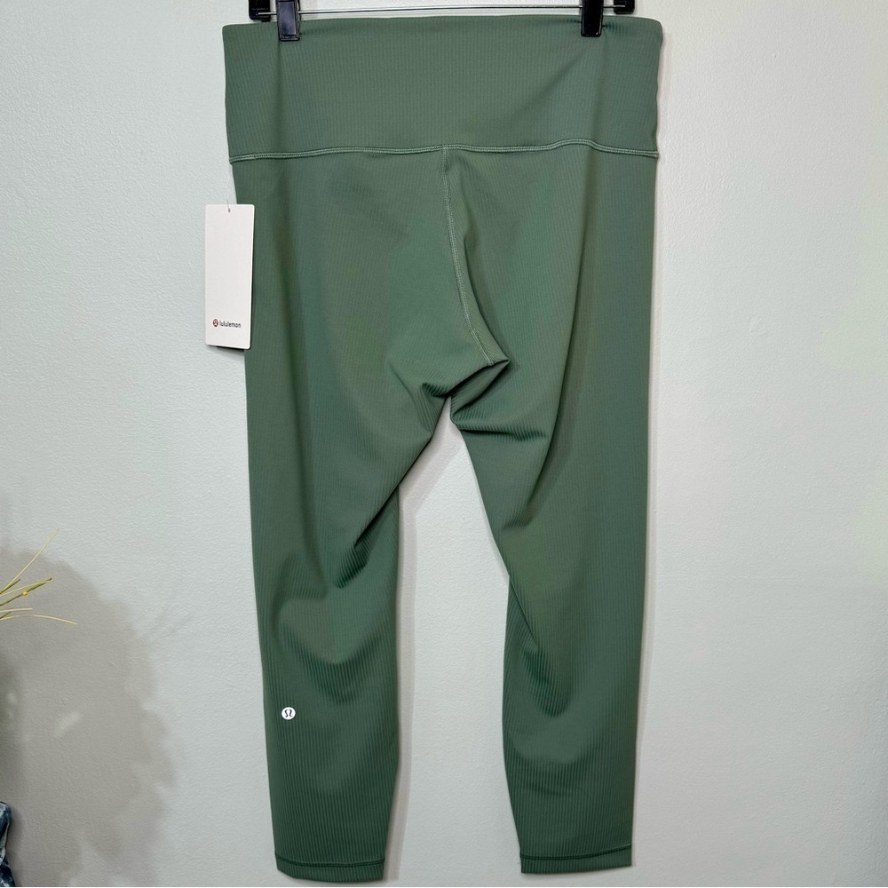Lululemon Wunder Train Ribbed High Rise Tight Leggings Grey Eucalyptus 12 14 NWT - Picture 8 of 12